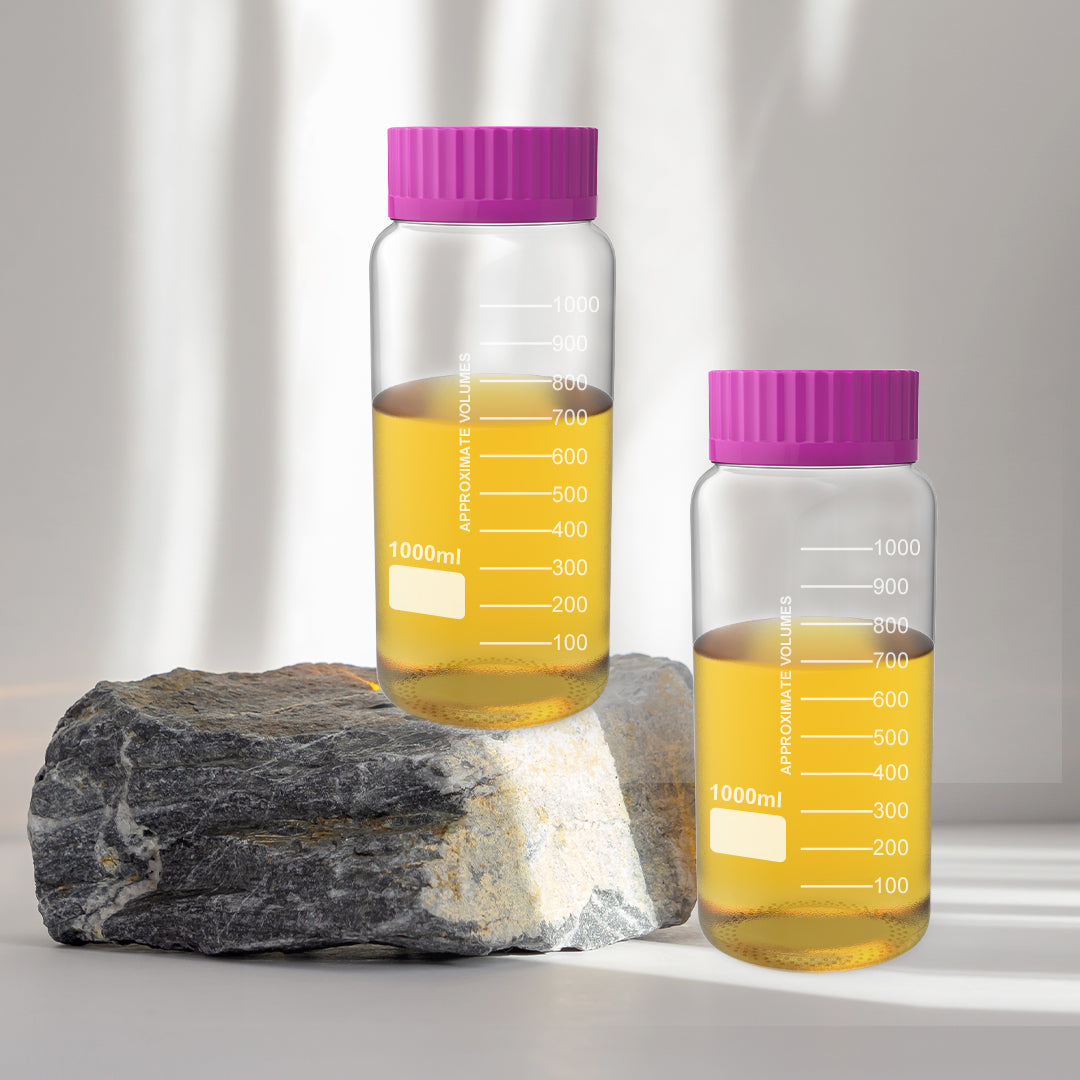 1000ml GL80 Large Purple Cap Reagent Glass Bottle Thickened Chemical Sampling Wide Mouth Bottle Borosilicate Storage Glass Bottles Lab Media Bottles
