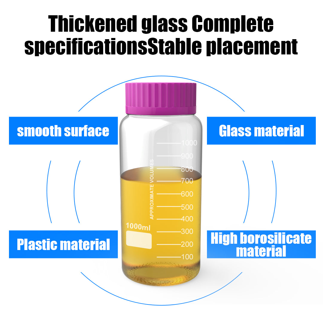 1000ml GL80 Large Purple Cap Reagent Glass Bottle Thickened Chemical Sampling Wide Mouth Bottle Borosilicate Storage Glass Bottles Lab Media Bottles